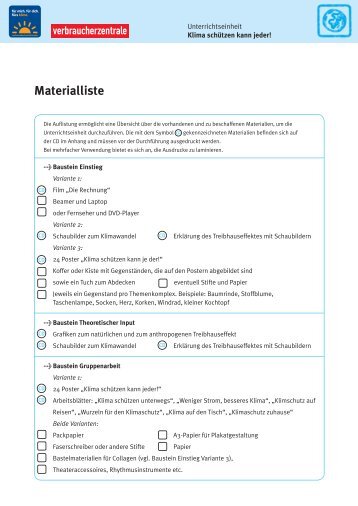 Materialien zum Download - Klima – Klimaschutz