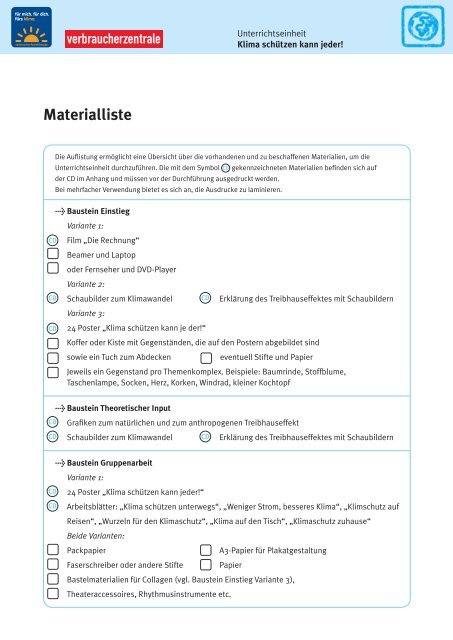 Materialien zum Download - Klima – Klimaschutz