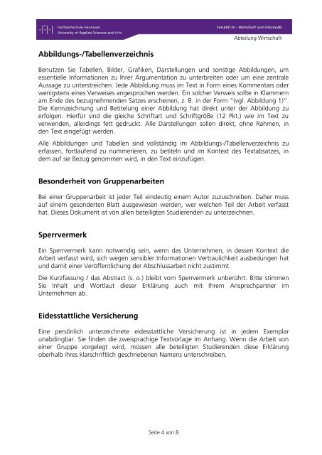 und Master-Arbeiten in der Abteilung Wirtschaft