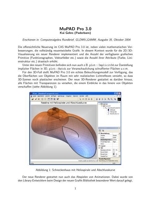 MuPAD Pro 3.0 - Universität Paderborn