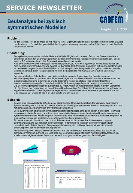 Beulanalyse bei zyklisch symmetrischen Modellen (PDF ... - Cadfem