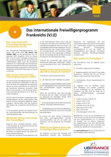 Das internationale Freiwilligenprogramm Frankreichs (V.I.E)