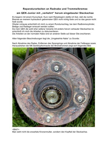Reparaturarbeiten an Radnabe und Bremsanlage - QEK-Junior.de