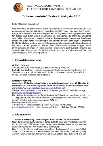 Rundbrief 01/2012 - Archäologische Verein Dachau