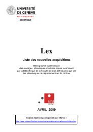 Liste des nouvelles acquisitions AVRIL 2009 - Université de Genève