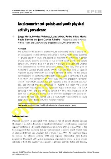 Accelerometer cut-points and youth physical activity prevalence