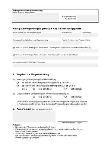 Antrag auf Pflegewohngeld - WWK | Pflegeservice