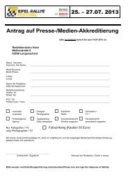 Antrag auf Presse-/Medien-Akkreditierung - Eifel Rallye Festival