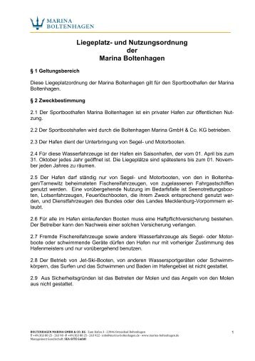 aktuellste Liegeplatzordnung - MARINA BOLTENHAGEN