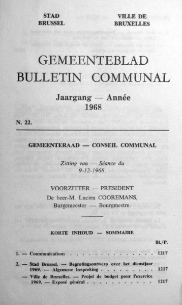 GEMEENTEBLAD BULLETIN COMMUNAL - Ville de Bruxelles