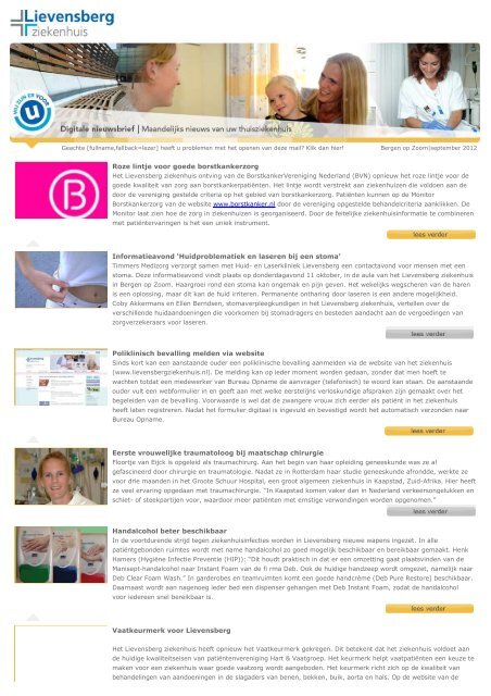 Digitale nieuwsbrief september 2012 - Lievensberg ziekenhuis