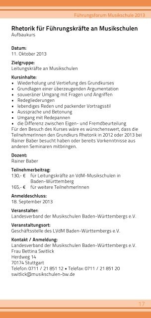 Führungsforum Musikschule 2013 - Verband deutscher Musikschulen