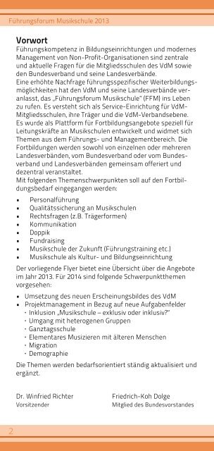 Führungsforum Musikschule 2013 - Verband deutscher Musikschulen