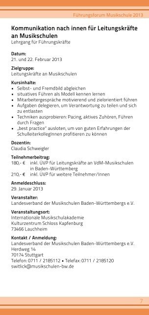 Führungsforum Musikschule 2013 - Verband deutscher Musikschulen