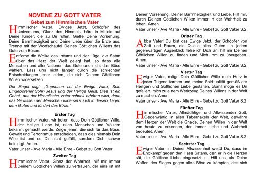 H NOVENE ZU GOTT VATER Ge