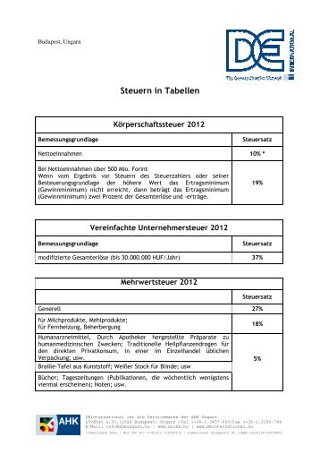 Steuern in Tabellen 2012 - Deutsch-Ungarische Industrie- und ...