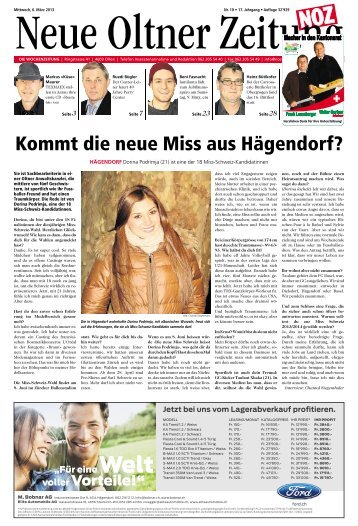 Kommt die neue Miss aus Hägendorf? - Aktuelle Ausgabe
