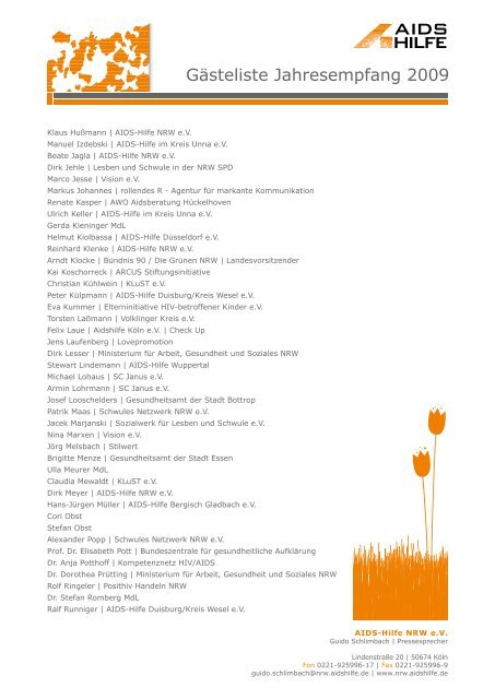 Presseinfo Jahresempfang 2009 - AIDS-Hilfe NRW e.V.