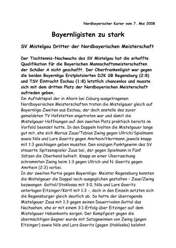 Siehe Bericht v. Reiner Goeritz! - Tt-mistelgau.de