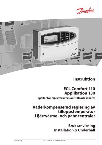 Instruktion ECL Comfort 110 Applikation 130 Väderkompenserad ...