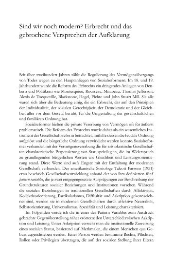 Sind wir noch modern? Erbrecht und das gebrochene ... - MPIfG