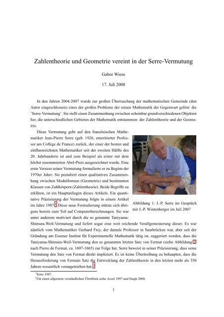 Zahlentheorie und Geometrie vereint in der Serre-Vermutung