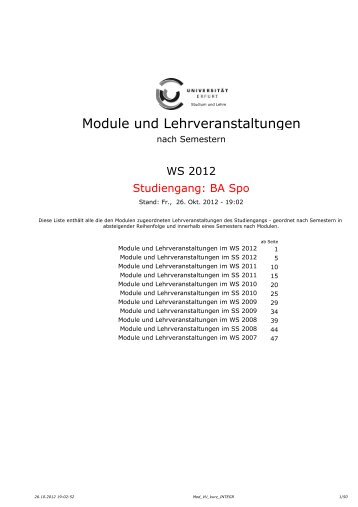 Module und Lehrveranstaltungen