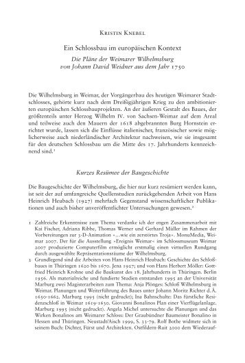 Ein Schlossbau im europäischen Kontext - Klassik Stiftung Weimar