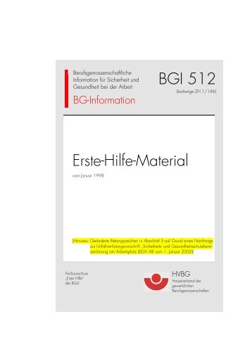 BG Information: BGI 512 "Erste Hilfe-Material"