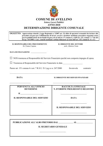 determinazione dirigente comunale - Comune di Avellino