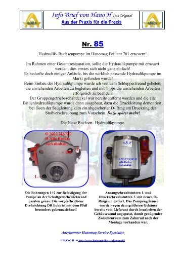 Hydraulik- Buchsen Pumpe im Hanomag Brillant 701 erneuern!