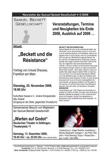 Newsletter Nov 2008 (pdf) - Beckett-Gesellschaft Kassel