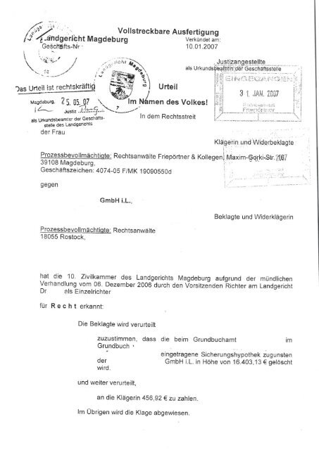 Löschung einer Sicherungshypothek