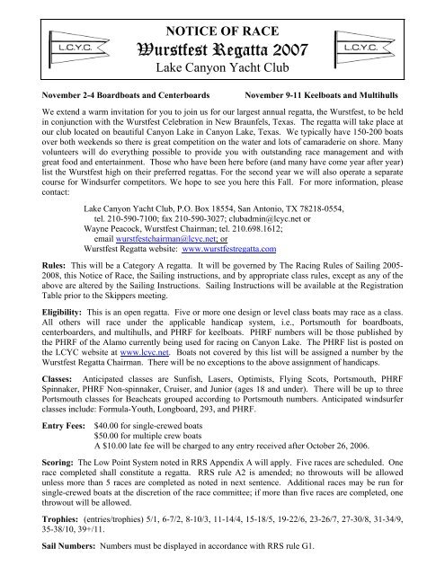 Wurstfest Regatta 2007 US SAILING Regatta Network
