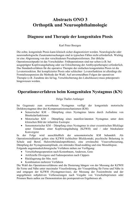 Abstracts ONO 3 Orthoptik und Neuroophthalmologie - Twoday
