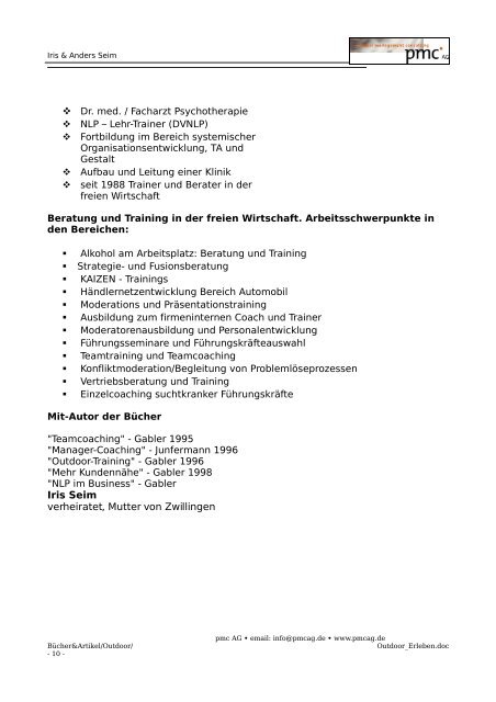 Wahrheit: Outdoor-Erleben als kinästhetische Metapher - NLP AS+S