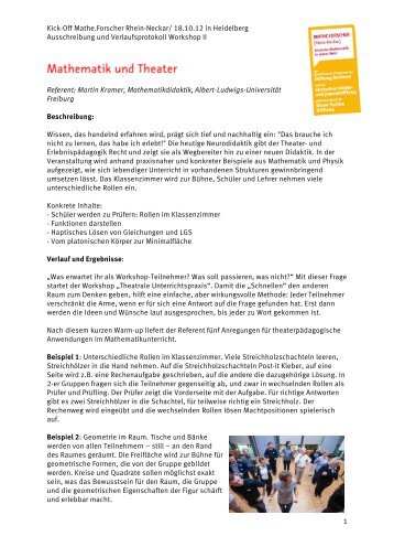 Das PDF zum Thema "Mathe und Theater" - Mathe.Forscher
