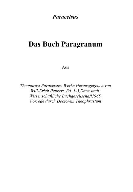 55-Paracelsus - Das Buch Paragranum - anova