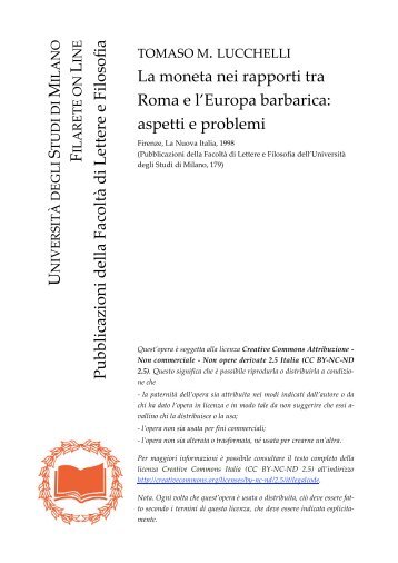 La moneta nei rapporti tra Roma e l'Europa barbarica