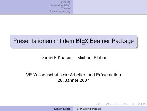 Präsentationen mit dem LaTeX Beamer Package