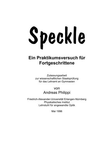 Zulassungsarbeit - Physikalisches Praktikum für Fortgeschrittene ...