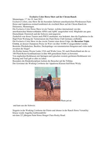 Exclusive Color Horse Show auf der Chrom-Ranch ... - Wittelsbuerger
