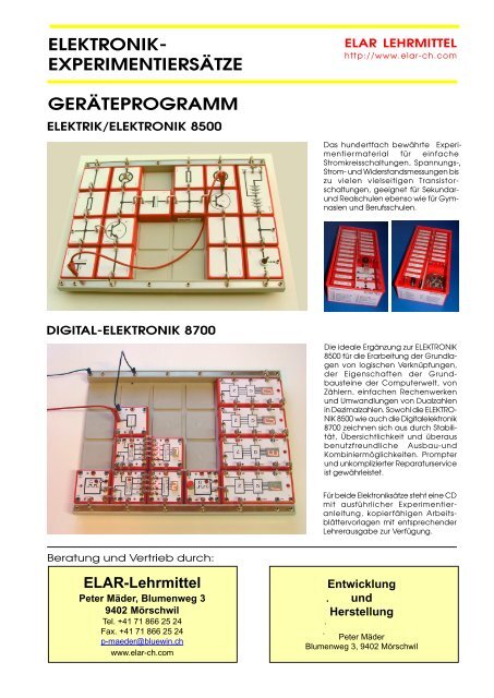 Lieferprogramm - ELAR Lehrmittel