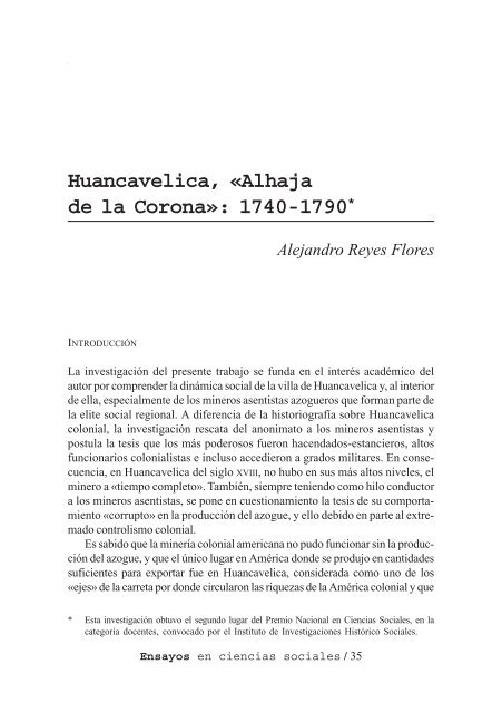 Huancavelica, «Alhaja de la Corona»: 1740-1790* - Sistema de ...