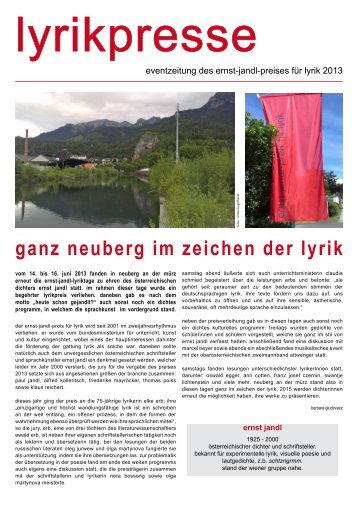 lyrikpresse - eventzeitung des ernst-jandl-preises für lyrik 2013 (pdf ...