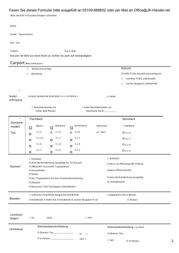 Anfrage Carport - JK-HANDEL.net