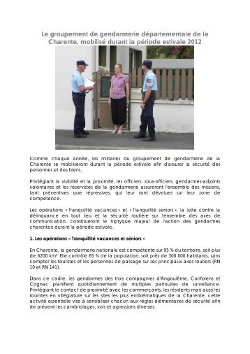 L'Activité missionnelle du groupement de gendarmerie ...