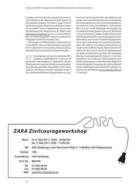 Rassismus Report 2010 - Zara