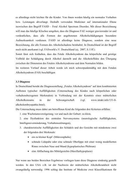 chancen von Kindern mit Fetalem Alkoholsyndrom / Diplomarbeit ...