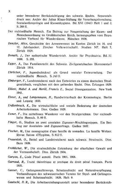 und Landfahrertums in der Schweiz. Dissertation, Zürich 1944. - sifaz